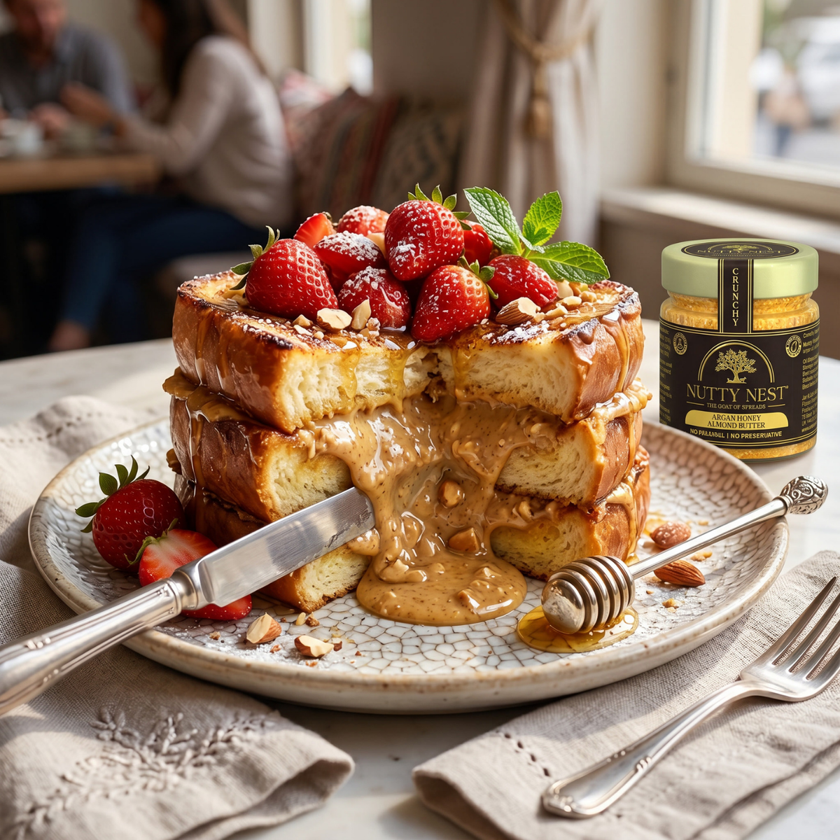 Moroccan Argan Honey & Almond Butter Stuffed French Toast