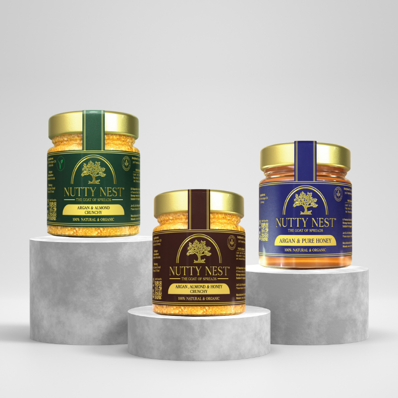 NuttyNest 230g wholesale jars - premium almond butter with argan oil for retailers and cafes